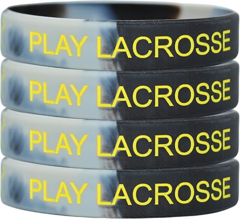 LAX Lacrosse Bracelet Silicone Wristband (4-Pack) (Motivational Quote) (Eat, Sleep, Play Lacrosse) - Gray,Black in Saudi Arabia