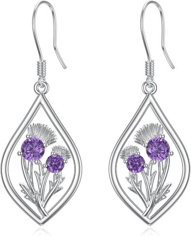 Scottish Thistle Necklace and Earrings Sterling Silver Scotland Thistle Jewelry Set Scottish Gifts for Women Girls in Saudi Arabia