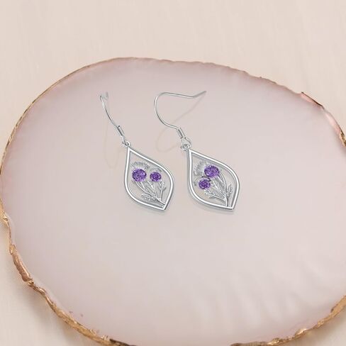 Scottish Thistle Necklace and Earrings Sterling Silver Scotland Thistle Jewelry Set Scottish Gifts for Women Girls in Saudi Arabia