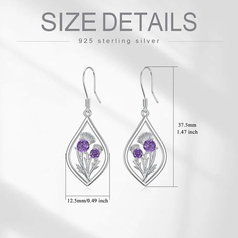 Scottish Thistle Necklace and Earrings Sterling Silver Scotland Thistle Jewelry Set Scottish Gifts for Women Girls in Saudi Arabia