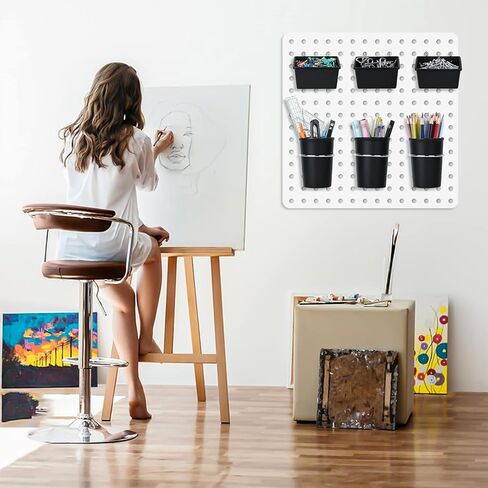 صناديق DEMEDO Pegboard أكواب PegBoard مع خطافات وحلقات مجموعة من 12 قطعة، ملحقات منظم لوحة Pegboard، منظم أدوات Pegboard لطاولة عمل مكتب المرآب وغرفة الحرف اليدوية، أسود in Kuwait