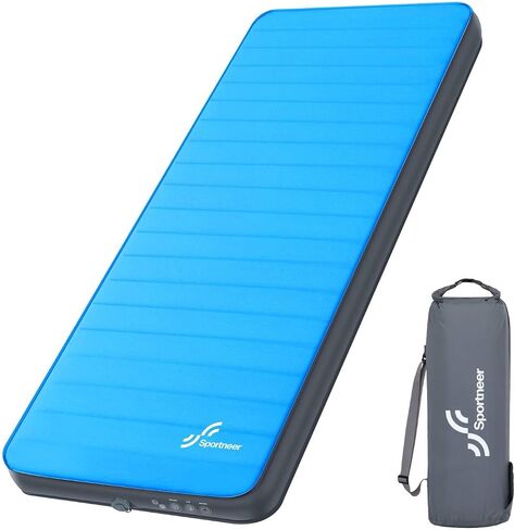 Sportneer Sleeping Pad for Camping, Self Inflating Air Mattress with Solid Foam Ultra Thick and Comfortable Portable Roll Up Mat Inflatable Outdoor Pad for High Altitudes Travel Adventures Blue in Saudi Arabia