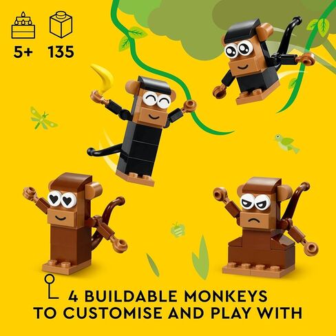 LEGO Classic Creative Monkey Fun 11031 Building Toy Set for Kids, Boys, and Girls Ages and Up, Makes a Great Gift for Grandchildren in Saudi Arabia