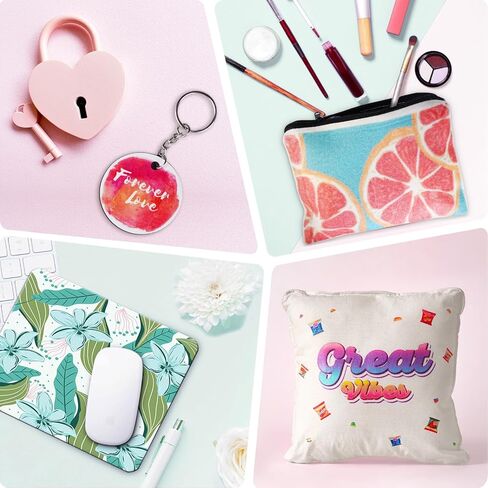 GO2CRAFT 76 قطعة من منتجات فراغات التسامي، فراغات سلسلة مفاتيح التسامي DIY MDF مع سلسلة معدنية، وسادات الماوس، ووقايات السيارة، والألغاز، وحقائب المكياج، ومجموعة بداية التسامي لأعمال التصميم المخصصة، والهدايا in Kuwait