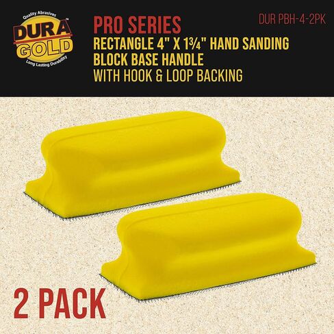 Dura-Gold Pro Series مستطيل 4 × 1-3/4 بوصة مقبض قاعدة صنفرة يدوية مع خطاف وحلقة خلفية، عبوتان - ربط الوسادة بمكعبات صنفرة محيطية 4 بوصة - طلاء أثاث النجارة الخشبية الرملية in Saudi Arabia
