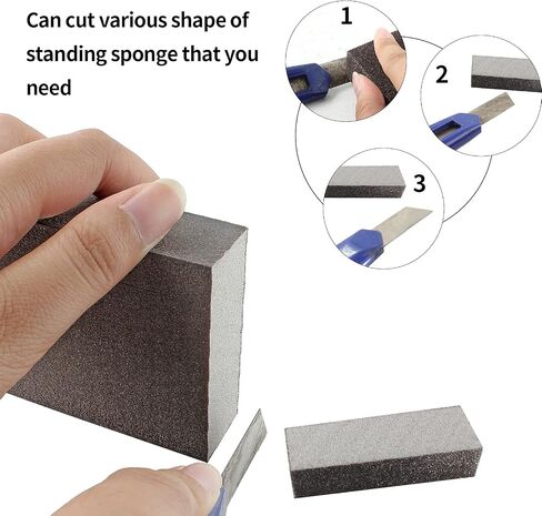 12pcs Sanding Sponge Washable and Reusable Sand Sponge, 220 Grit Sanding Block Kit Sandpaper Sponge for Wood Metal Drywall Furniture - Superfine Grade in Saudi Arabia