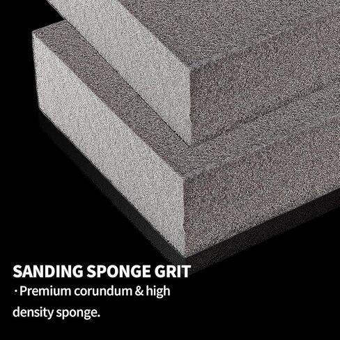 12pcs Sanding Sponge Washable and Reusable Sand Sponge, 220 Grit Sanding Block Kit Sandpaper Sponge for Wood Metal Drywall Furniture - Superfine Grade in Saudi Arabia