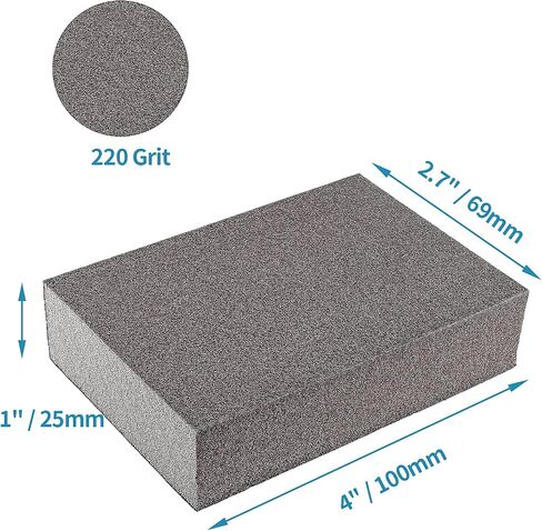 12pcs Sanding Sponge Washable and Reusable Sand Sponge, 220 Grit Sanding Block Kit Sandpaper Sponge for Wood Metal Drywall Furniture - Superfine Grade in Saudi Arabia