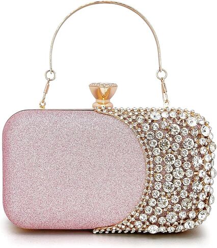 المرأة حقيبة الفاصل حجر الراين الترتر مساء حقيبة نصف القمر شكل كريستال الزفاف كوكتيل حزب محفظة متألقة in Kuwait