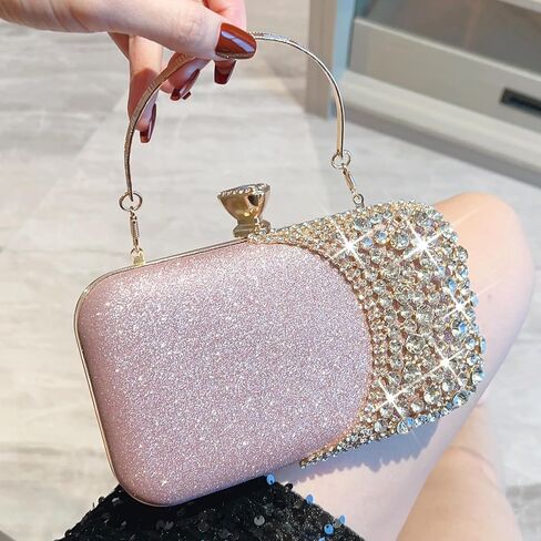 المرأة حقيبة الفاصل حجر الراين الترتر مساء حقيبة نصف القمر شكل كريستال الزفاف كوكتيل حزب محفظة متألقة in Kuwait