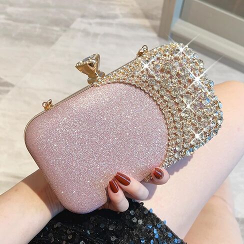 المرأة حقيبة الفاصل حجر الراين الترتر مساء حقيبة نصف القمر شكل كريستال الزفاف كوكتيل حزب محفظة متألقة in Kuwait