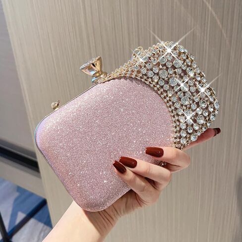 المرأة حقيبة الفاصل حجر الراين الترتر مساء حقيبة نصف القمر شكل كريستال الزفاف كوكتيل حزب محفظة متألقة in Kuwait