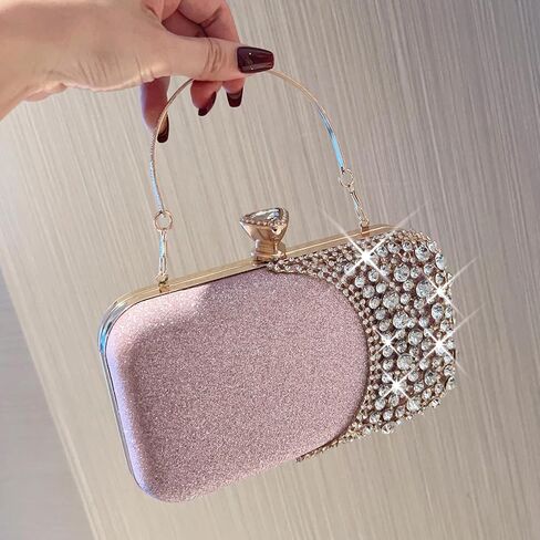 المرأة حقيبة الفاصل حجر الراين الترتر مساء حقيبة نصف القمر شكل كريستال الزفاف كوكتيل حزب محفظة متألقة in Kuwait