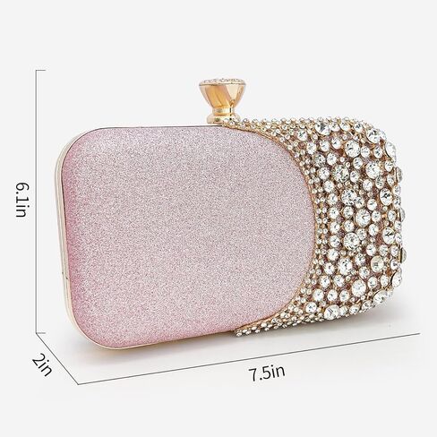 المرأة حقيبة الفاصل حجر الراين الترتر مساء حقيبة نصف القمر شكل كريستال الزفاف كوكتيل حزب محفظة متألقة in Kuwait