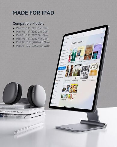 حامل مغناطيسي من LULULOOK لجهاز iPad Pro/Air، حامل حامل iPad مغناطيسي قابل للطي وقابل للتعديل، حامل iPad Pro لجهاز Apple iPad Pro 11 بوصة 1st/2nd/3rd/4th Gen iPad Air 4th/5th/10.9 بوصة in Kuwait
