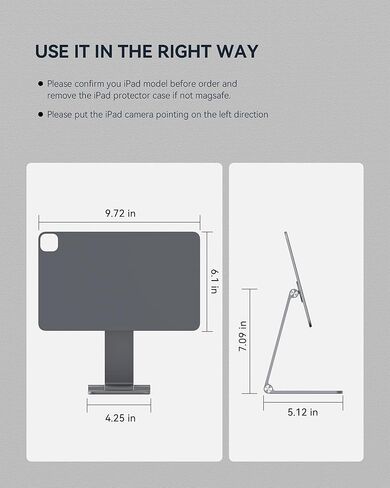 حامل مغناطيسي من LULULOOK لجهاز iPad Pro/Air، حامل حامل iPad مغناطيسي قابل للطي وقابل للتعديل، حامل iPad Pro لجهاز Apple iPad Pro 11 بوصة 1st/2nd/3rd/4th Gen iPad Air 4th/5th/10.9 بوصة in Kuwait