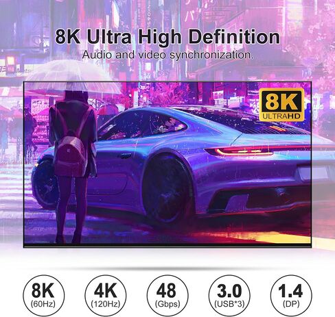 8K@60Hz DisplayPort KVM Switch 3 Monitors 4 Computers 4K@144Hz, DP 1.4 KVM Switch Triple Monitor for 4 Computer with Audio and 3 USB 3.0 Ports, KVM Triple Monitor Keyboard Mouse Switcher in Saudi Arabia