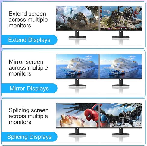 8K@60Hz DisplayPort KVM Switch 3 Monitors 4 Computers 4K@144Hz, DP 1.4 KVM Switch Triple Monitor for 4 Computer with Audio and 3 USB 3.0 Ports, KVM Triple Monitor Keyboard Mouse Switcher in Saudi Arabia