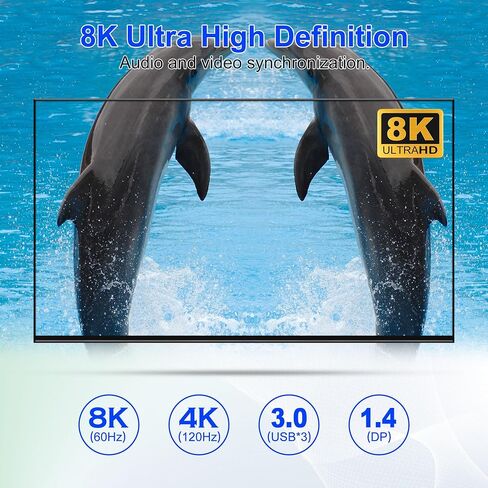 8K@60Hz DisplayPort KVM Switch 3 Monitors 4 Computers 4K@144Hz, DP 1.4 KVM Switch Triple Monitor for 4 Computer with Audio and 3 USB 3.0 Ports, KVM Triple Monitor Keyboard Mouse Switcher in Saudi Arabia