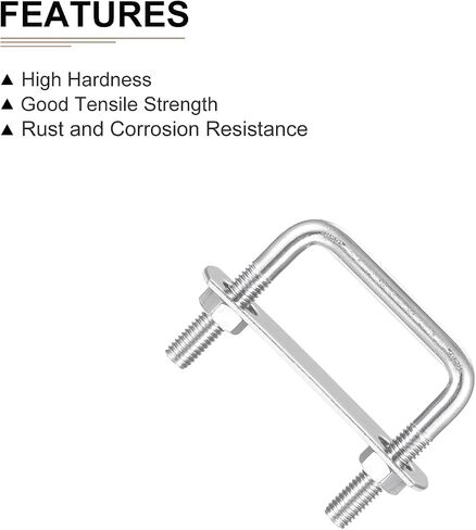 M8x50x50mm(ThreadxWxL) Square U Bolt - 1Pack - Good for Trailer Pipe Replacement Parts - 304 Stainless Steel U Shape Bolts in Saudi Arabia