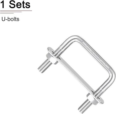 M8x50x50mm(ThreadxWxL) Square U Bolt - 1Pack - Good for Trailer Pipe Replacement Parts - 304 Stainless Steel U Shape Bolts in Saudi Arabia