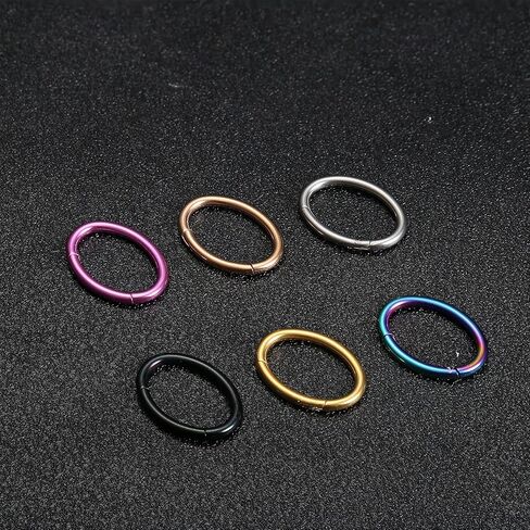 FIBO STEEL 6 قطع 14 جرام جديد البيضاوي البطن زر الدائري 316l الجراحية الصلب البطن هوب الدائري حلقات السرة الملونة الفرس الجزء البطن ثقب المجوهرات in Kuwait