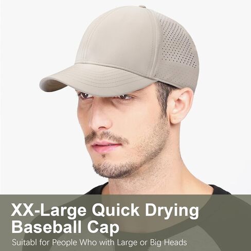 قبعات بيسبول كبيرة الحجم XXL سريعة الجفاف للرجال، قبعة شبكية Snapback للرأس الكبير 23.6 بوصة - 25.9 بوصة، قبعة رياضية خارجية للجنسين in Kuwait
