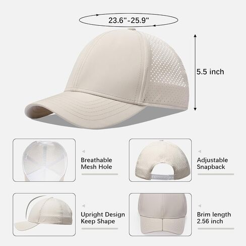 قبعات بيسبول كبيرة الحجم XXL سريعة الجفاف للرجال، قبعة شبكية Snapback للرأس الكبير 23.6 بوصة - 25.9 بوصة، قبعة رياضية خارجية للجنسين in Kuwait