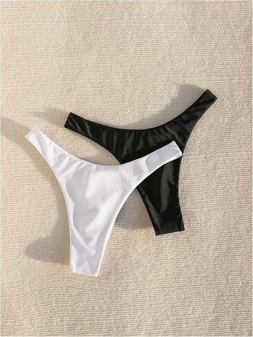 Women's 2 Pack High Waisted Bikini Thong High Cut Swimsuit Bikini Bottom Cheeky Bikini Bottoms in Saudi Arabia