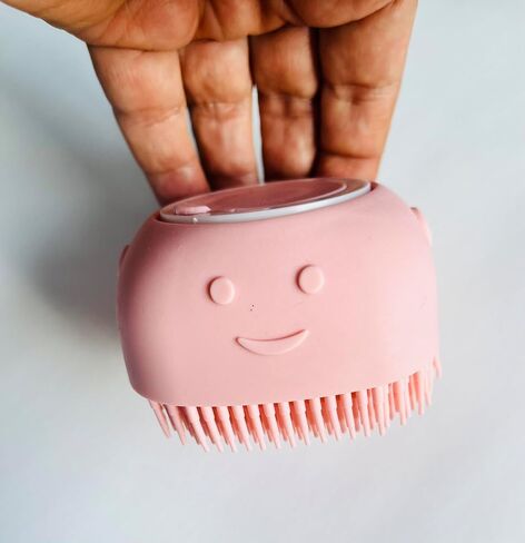 Pet Grooming Bath Massage Brush with Soap and Shampoo Dispenser Soft Silicone Bristle for Long &Short Haired Dogs & Cats Shower (PINK) in Saudi Arabia