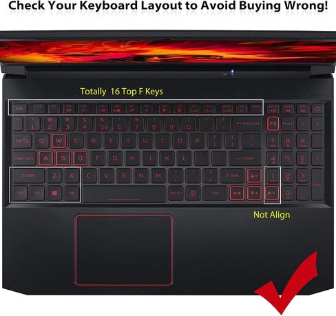 غطاء لوحة المفاتيح لجهاز Acer Nitro 5/16/17، Predator Helios 300، Predator Helios 16 18، Predator Helios PH315-55/54/53/52 PH317-53/54/Nitro 5 AN515-58/57/56/54/55 /45/43/44 AN517-54/53/51/52-تي بي يو in Saudi Arabia