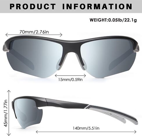 Polarized Sports sunglasses for Men Women, Cycling Golf Running Fishing, TAC Unbreakable Lens Wraparound glasses in Saudi Arabia