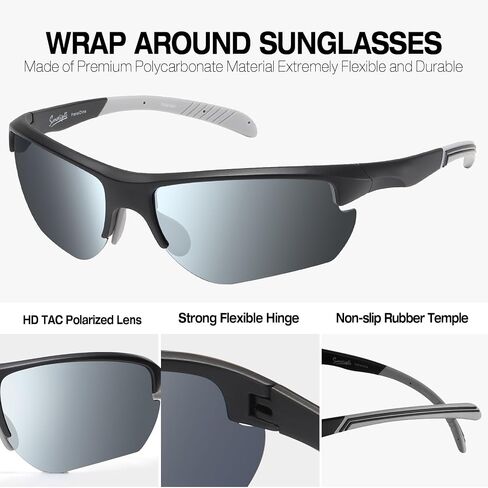 Polarized Sports sunglasses for Men Women, Cycling Golf Running Fishing, TAC Unbreakable Lens Wraparound glasses in Saudi Arabia
