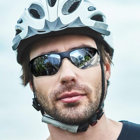 Polarized Sports sunglasses for Men Women, Cycling Golf Running Fishing, TAC Unbreakable Lens Wraparound glasses in Saudi Arabia