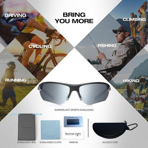 Polarized Sports sunglasses for Men Women, Cycling Golf Running Fishing, TAC Unbreakable Lens Wraparound glasses in Saudi Arabia