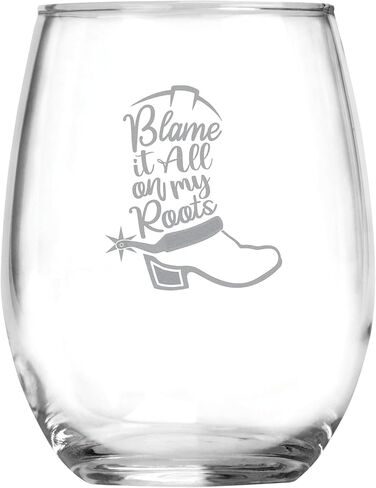 إلقاء اللوم على كل شيء على جذوري (15 أونصة) - زجاج مضحك بدون جذع - مروحة موسيقى الريف - هدية عيد ميلاد - هدايا الانتقال لمنزل جديد - عيد الميلاد - زجاج غربي - أكواب مطبخ - نبيذ - مزارع - ياقة زرقاء in Kuwait