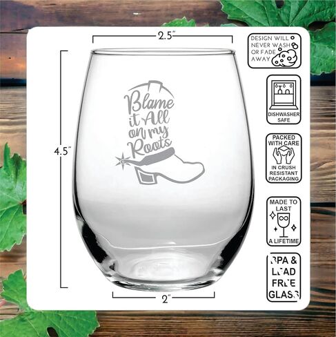 إلقاء اللوم على كل شيء على جذوري (15 أونصة) - زجاج مضحك بدون جذع - مروحة موسيقى الريف - هدية عيد ميلاد - هدايا الانتقال لمنزل جديد - عيد الميلاد - زجاج غربي - أكواب مطبخ - نبيذ - مزارع - ياقة زرقاء in Kuwait