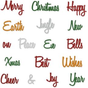 Hying Happy New Year Words Metal Cutting Die لصناعة البطاقات وديكورات ألبوم الصور، حروف عيد الميلاد المجيد مقطوعة في قوالب العطلات الأبجدية يموت قالب استنسل لحرف سجل القصاصات بنفسك