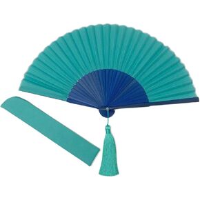 Japanese Fan, summer, with fan bag, two-color, bi-color, women's, gift, fashion fan byCOLOR craft (GNxNV (Green))
