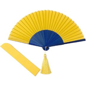 Japanese Fan, summer, with fan bag, two-color, bi-color, women's, gift, fashion fan byCOLOR craft (ORxNV (Orange))