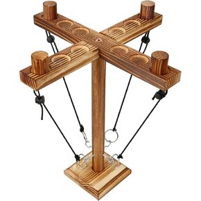 Ring Toss Game for Adults, Wooden Hook and Ring Game with Carrying Bag, Outdoor Indoor Wood Game, Table Top Ring Games Large Size 13 x 12'' for Family, Bar, Party, Yard