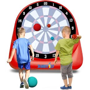 Giant Inflatable 6ft Tall Kick & Throw Darts Game | Soccer Darts Inflatable Dart Board with 6 Kick Balls, 6 Tennis Balls & Pumps | Perfect for Giant Yard Games, Giant Inflatable Games & Carnival Games