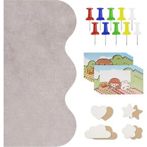 لوحة إعلانات من اللباد قابلة للطي، لوحة عرض صور تزيينية كبيرة على الحائط مع 30 دبوسًا للصق الملاحظات والصور والجداول الزمنية في المكتب والفصول الدراسية والمنزل (بيج فاتح) in Kuwait