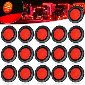 16Pack DC12V 2.5" 13 LED Round Trailer Clearance Marker Lights Sealed Front Rear Side Indicators Lamp with Grommet, Universal for RV Camper Van Caravan - Amber & Red