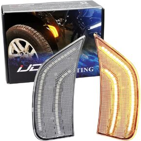 iJDMTOY Smoked Lens White Double-Stripe LED Front Wheel Arch Side Marker Lights Compatible With 2021-up Chevy Suburban/Tahoe, GMC Yukon, Cadillac Escalade, Replace OEM Single-LED Amber Sidemarkers