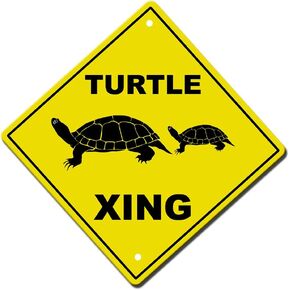 Turtle Crossing Metal Aluminum Novelty Sign 12 in x 12 in
