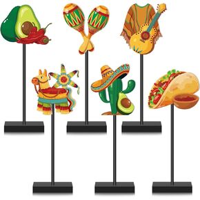 Juexica 6 Pcs Day of the Dead Table Decorations Happy Dia De Los Muertos Wooden Table Centerpiece Cinco De Mayo Wooden Plaque Signs for Birthday Party Supplies Tabletop Ornaments Halloween