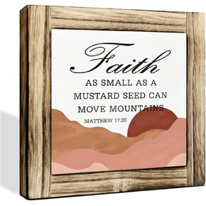 Faith As Small As a Mustard Seed Sign, Christian Decor, Christian Wood Sign, Decorative Plaque Box Sign, Faith Sign, Positive Mindset, Inspirational Decor, Christian Home Office Decor