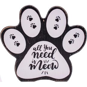 All You need Is Meow - Rustic Feline Love Wooden Boxed Sign (8" X 7")