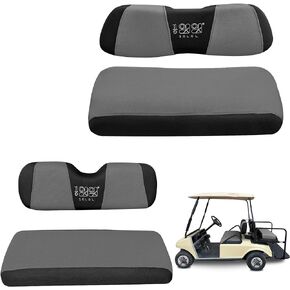 10L0L Golf Cart Seat Cover, Front (S Size) & Rear (XS Size) Fits Club Car DS & EZGO RXV TXT 4 Passenger Models Bench Seat Covers Kit, Washable Breathable Polyester Mesh Cloth (Gray & Black)